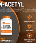 BulkSupplements N-Acetyl L-Glutamine Capsules - Glutamine Supplement - L-Glutamine Nutritional Supplements - L Glutamine Pills - 3 Glutamine Capsules s, 40-Day Supply (120 Capsules)
