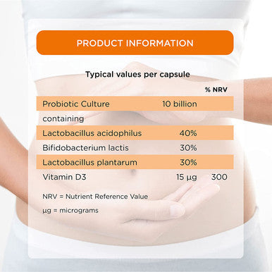 Healthspan Super10 Probiotic | 60 Capsules | 10 Billion Live Cultures | Added Vitamin D3 | Lactobacillus Acidophilus | Bifidobacterium Lactis | Lactobacillus Plantatum | Lactose-Free | Vegetarian