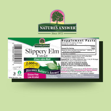 Nature'S Answer Slippery Elm 2 Ounce Extract - Low Organic Alcohol Supports Mucous Membranes Kosher Gluten Made in USA Supports Female Wellness