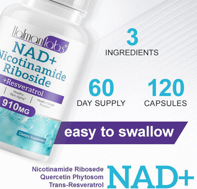 Nad+ Supplement Alternative - Liposomal Nicotinamide Riboside - Resveratrol & Quercetin - High Purity Nad Supplements For Anti-Aging, Focus, Energy 120 Capsules