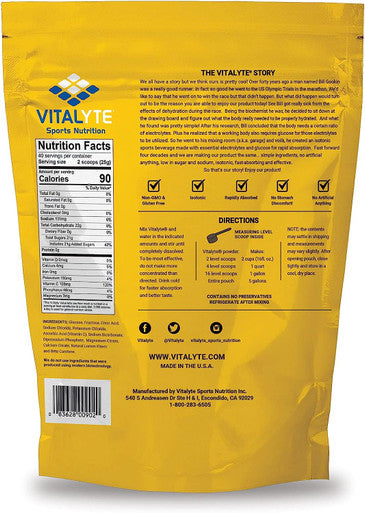Vitalyte Natural Electrolyte Powder Drink Mix, Gluten Free, 40 2 Cup Servings Per Container (Lemon)