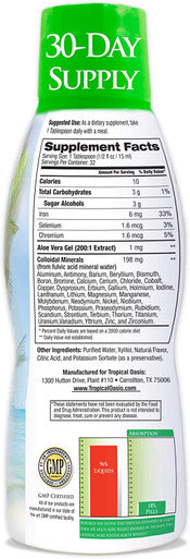 Tropical Oasis - Premium Ionized Plant Based Trace Minerals Liquid Formula- 74 Essential Minerals in Liquid Form for up to 98% Absorption - 16 oz, 32 Servings