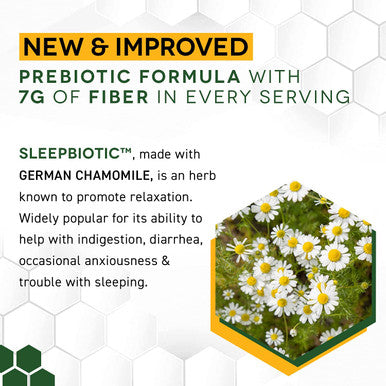 Natural Stacks SleepBiotic Prebiotic Fiber Blend Prebiotic Fiber Powder w/ German Chamomile Green Banana Flour Prebiotic Powder Fiber Supplement for Healthy Gut 292g 20 Servings