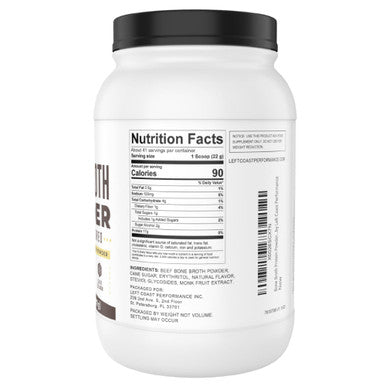 Left Coast Performance Vanilla Bone Broth Protein Powder From Grass Fed Beef - Non-GMO Ingredients Gut-Friendly Low Carb Dairy Free Protein Powder - Natural Collagen Source For Joint Support - Keto Friendly 32oz