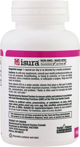Biotin Extra Strength 10000 mcg Natural Factors 60 VCaps