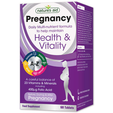 Natures Aid Pregnancy Multi-Vitamins And Minerals Tablets (23 Essential Vitamins And Minerals 60 Tablets Before During And After Pregnancy Vegan Society Approved Made In The Uk)