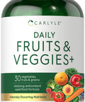 Carlyle Fruits And Veggies Supplement | 250 Capsules | Made With 30 Fruits And Vegetables | Vegetarian, Non-Gmo, Gluten Free Supe
