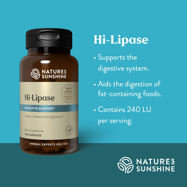 Nature'S Sunshine Hi Lipase Dietary Supplement, 100 Capsules | Powerful Enzyme Supplement That Allows The Digestive System To Dig