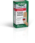 Curad Quickstop Flex-Fabric Bandages Quickstop Bleeding Control Technology 0.75" x 2.83" 30 Count (Pack of 3)