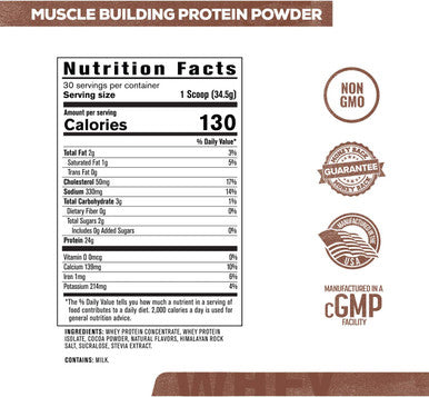 Authentic Whey Muscle Building Whey Protein Powder Low Carb NonGMO No Fillers Mixes Perfectly Chocolate Flavor
