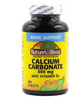 Nature's Blend Calcium Carbonate 600 mg with D3 400 IU 100 Tablets(Pack of 1) 079854016819