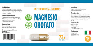 Magnesium Orotate 2000Mg Per Serving 120 Vegan Capsules, Certificate Of Analysis By Agrolab Germany, High Strength Supplement, No Fillers Or Bulkers, Gluten And Gmo