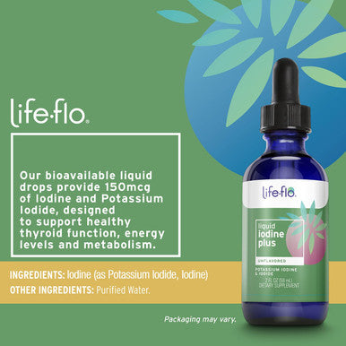 Life-flo Iodine Plus Drops | 150 mcg Iodine Per Serving | Healthy Thyroid, Energy & Metabolism Support | Formulated for High Absorption | 2 fl oz