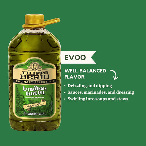 Filippo Berio Cold Pressed Extra Virgin Olive Oil, 1 Gallon ÃƒÆ’Ã‚Â¢ÃƒÂ¢Ã¢â‚¬Å¡Ã‚Â¬ÃƒÂ¢Ã¢â€šÂ¬Ã…â€œ For Dipping, Marinating, Finishing, Contains Polyphenols