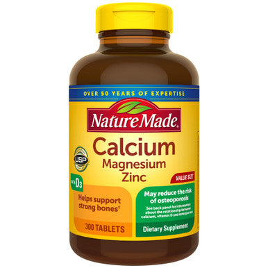 Nature Made Calcium Magnesium Zinc With Vitamin D3 Dietary Supplement For Bone Support 300 Tablets