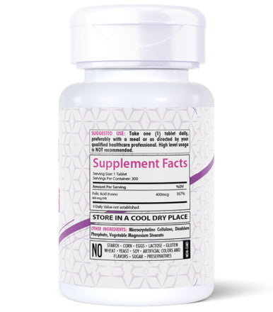 Healthfare Folic Acid 400Mcg | 300 Tablets | Folate Vitamin B9 Water-Soluble | Non-Gmo | Vegeterian | Made In The Usa