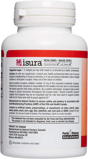Natural Factors Lycopene 10 mg Antioxidant Support to Help Reduce Free Radical Damage with Pumpkin Seed 60 softgels 60 servings