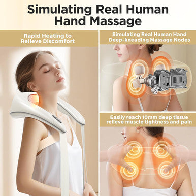 Bear 4D Deep Neck Massager With Heat, Cordless Shiatsu Neck Massager, Electric Kneading Massage Pillow For Pain Relief Office, Car, Massager For Neck, Back, Shoulder And Leg, Gifts For Mom Women Men