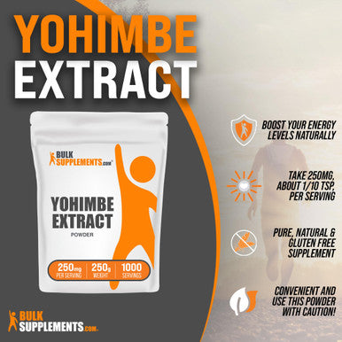 Bulksupplements.Com Yohimbe Extract Powder - Yohimbe Bark Extract, Yohimbe Supplements For Men & Women, Yohimbe Bark Powder - Herbal Supplement, Gluten Free, 250Mg Per Serving, 250G (8.8 Oz)