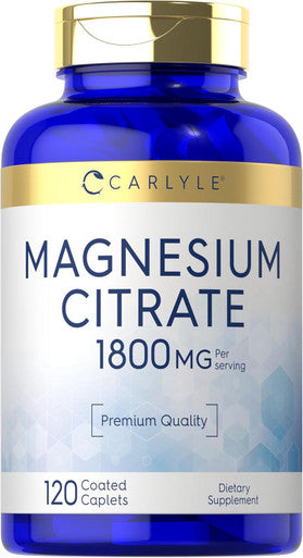 Carlyle Magnesium Citrate | 1800mg | 120 Coated Caplets | Vegetarian Non-GMO and Gluten Supplement