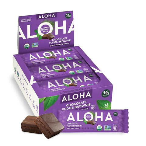 Aloha Organic Plant Based Protein Bars Chocolate Chip Cookie Dough, 1.98 Oz,(Pack of 12)