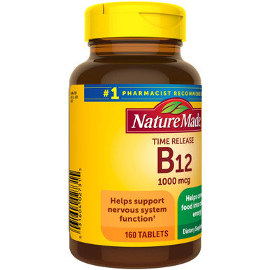 Nature Made Vitamin B12 1000 Mcg Energy Supplement For Cellular Energy Support 160 Time Release Tablets 160 Day Supply (Pack Of 2)