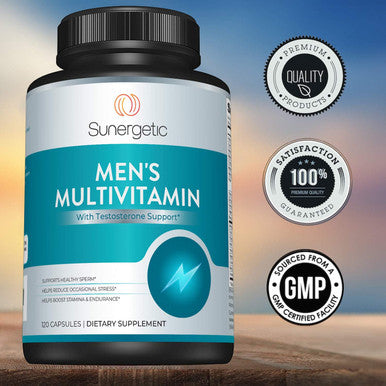 Sunergetic Premium Men S Support Supplement Powerful Multivitamin Supports Energy, Stamina, Endurance & Stress Management With Zinc, Ashwagandha, Maca, L-Carnitine & Vitamins 120 Capsules
