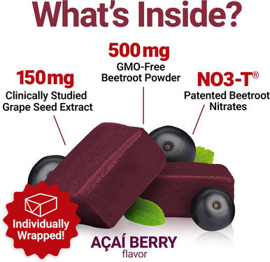 Force Factor Total Beets Blood Pressure Support Supplement Beets Supplements with Beets Powder Great-Tasting Beets Chewables for Heart-Healthy Energy and Increased Nitric Oxide 120 Chews 2-Pack