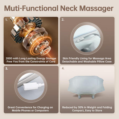 Joroto Neck Massager For Pain Relief Deep Tissue Updated 8D Cordless Neck Shoulder Back Massager With Heat For Neck Back Shoulder Leg Electric Kneading Massager Pillow Birthday Christmas Gifts