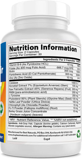 Best Naturals Anti Gray Hair Formula 60 Count