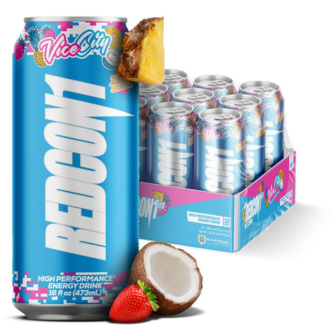 REDCON1 Energy High Performance Drink, Cali Splash - Zero Sugar Energy Drink with Alpha GPC Nootropic - 200mg of Natural Caffeine from Green Coffee Beans - Vitamin B6, B12 & B5 to Boost Mood (12 ct)
