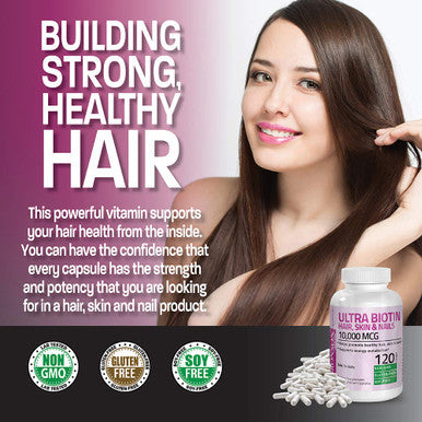 Ultra Biotin 10 000 Mcg Hair Skin and Nails Supplement 360 Capsules
