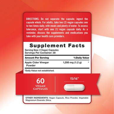 Nature's Truth Apple Cider Vinegar Vegan Capsules | 1200mg | 60 Veggie CapsulesPack of 3