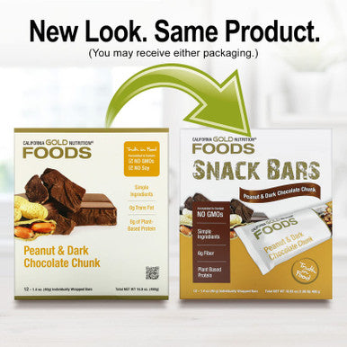 California Gold Nutrition Foods - Peanut & Dark Chocolate Chunk Bars, 12 Bars, 1.4 Oz (40 G) Each