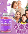 Sugar Calcium Gummies 600Mg W/Vitamin D3 K2, Potassium, Calcium Magnesium Zinc Gummies For Bone, Muscle & Immune, Algae Calcium Magnesium 2:1 Ratio Calcium Supplement For Women & Men - Vegan