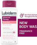 Lubriderm Advanced Therapy Body Wash, Unscented Nourishing Cleanser With Pro-Ceramide, Vitamin E & Pro-Vitamin B5 Gently Cleanses Itchy, Dry Skin, Fragrance , Hypoallergenic, 16 Fl. Oz
