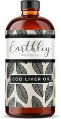 Earthley Wellness Cod Liver Oil Natural Source Of Vitamins A & D, Omega-3 Fatty Acids, Immune & Brain Health Support, Line-Caught Cod, Non-Gmo, (8Oz Cod Liver Oil)