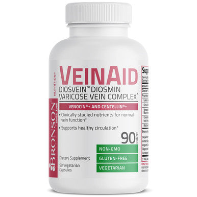 Bronson Veinaid Diosmin 1000Mg Diosvein Varicose Vein Complex With Venocin & Centellin, 90 Vegetarian Capsules