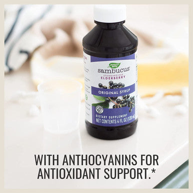 Natures Way Sambucus Original Elderberry Syrup, Black Elderberry Extract, Traditional Immune Support*, Delicious Berry Flavor, 4 Fl Oz.