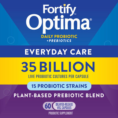 Nature S Way Fortify Optima Daily Probiotic, 35 Billion, 15 Strains, Prebiotic, 60 Capsules