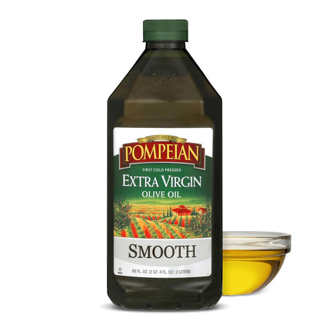 Pompeian Smooth Extra Virgin Olive Oil, Contains Polyphenols, First Cold Pressed, 101 Fl Oz