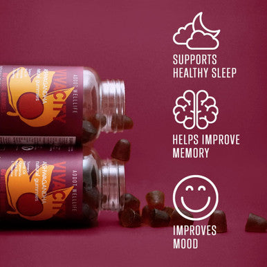 Vivacity - Ashwagandha Vitamin Gummies by Addot WellLife - Hemp Oil, Turmeric, L-theanine, Maca Root, Chamomile Gummy - for Stress, Relax, Calm, Muscle, Energy, Endurance 2 Bottle 120ea