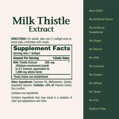 Nature's Bounty Milk Thistle Pills and Herbal Health Supplement, Supports Liver Health, 1000mg, 50 Softgels