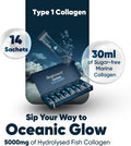 Weightworld Marine Collagen Liquid | 30ml x 14 Liquid Sachets | 5000mg Hydrolysed Liquid Collagen Sachets | with Vitamin C & Hyaluronic Acid | Type 1 Collagen | Tasty Liquid Collagen Supplements for Women & Men
