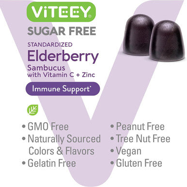 Sambucus Elderberry Gummies For Adults & Teens + Zinc & Vitamin C - Sugar - Immune Support & Booster Herbal Supplement - Vegan, Gluten Free, Gelatin Free, Gmo Free, Chewable Berry Flavored Gummy
