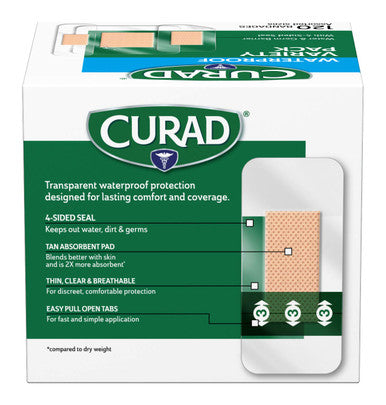 Curad Waterproof Bandage Variety Pack 3 Styles Included; Assorted Size 120 Bandages