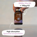 Zooki 3000iu Liposomal Vitamin D3 + K2 Capsules | 4X Higher Absorption | Ultimate Immunity Bones Muscles Support | Vegan | (30 Servings)