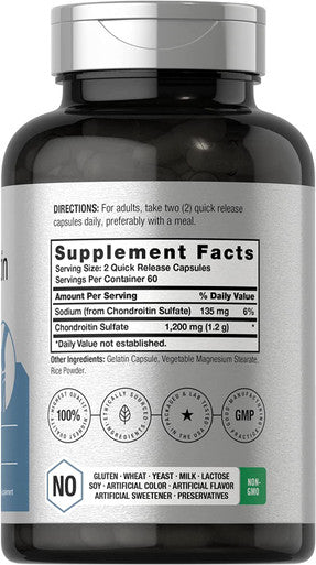 Horbaach Chondroitin Sulfate 1200mg 120 Capsules Non GMO and Gluten Free Supplement