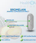 Bromelain 1200gdu 120 Capsules (V) . Purest- no additives. Vegan Capsules (not Tablets) for Inflammation, Swelling and Digestion. Made in The UK by Health4All