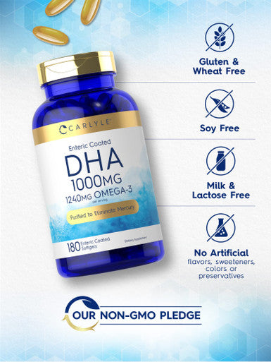 Carlyle Dha Supplement 1000Mg | 180 Softgels | 1240Mg Omega-3 | Non-Gmo, Gluten Free